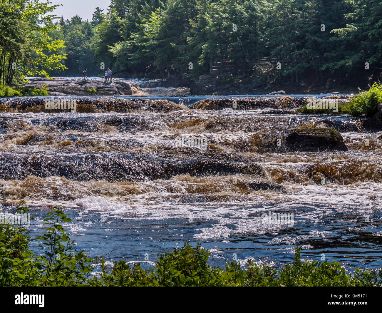 Mill Falls sur la rivière Mersey, le parc national Kejimkujik, en Nouvelle-Écosse, Canada. Banque D'Images