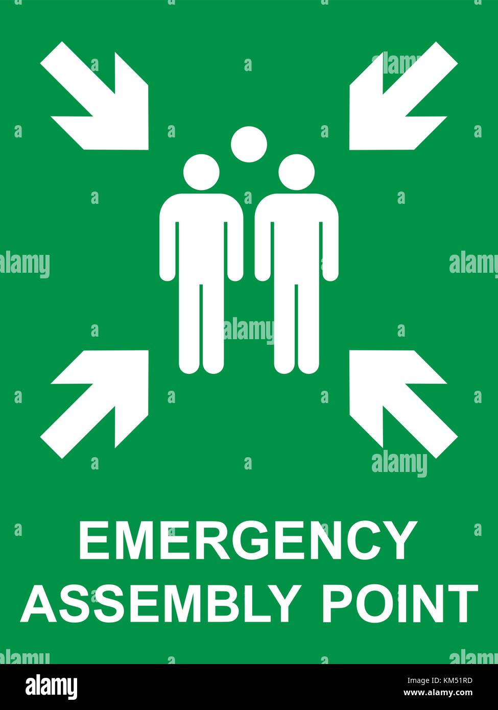 Point de rassemblement d'évacuation d'urgence, signe de rassemblement pancarte, vector illustration. Illustration de Vecteur