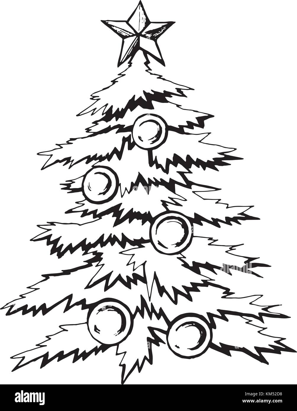 Arbre de Noël décoré avec des boules Illustration de Vecteur