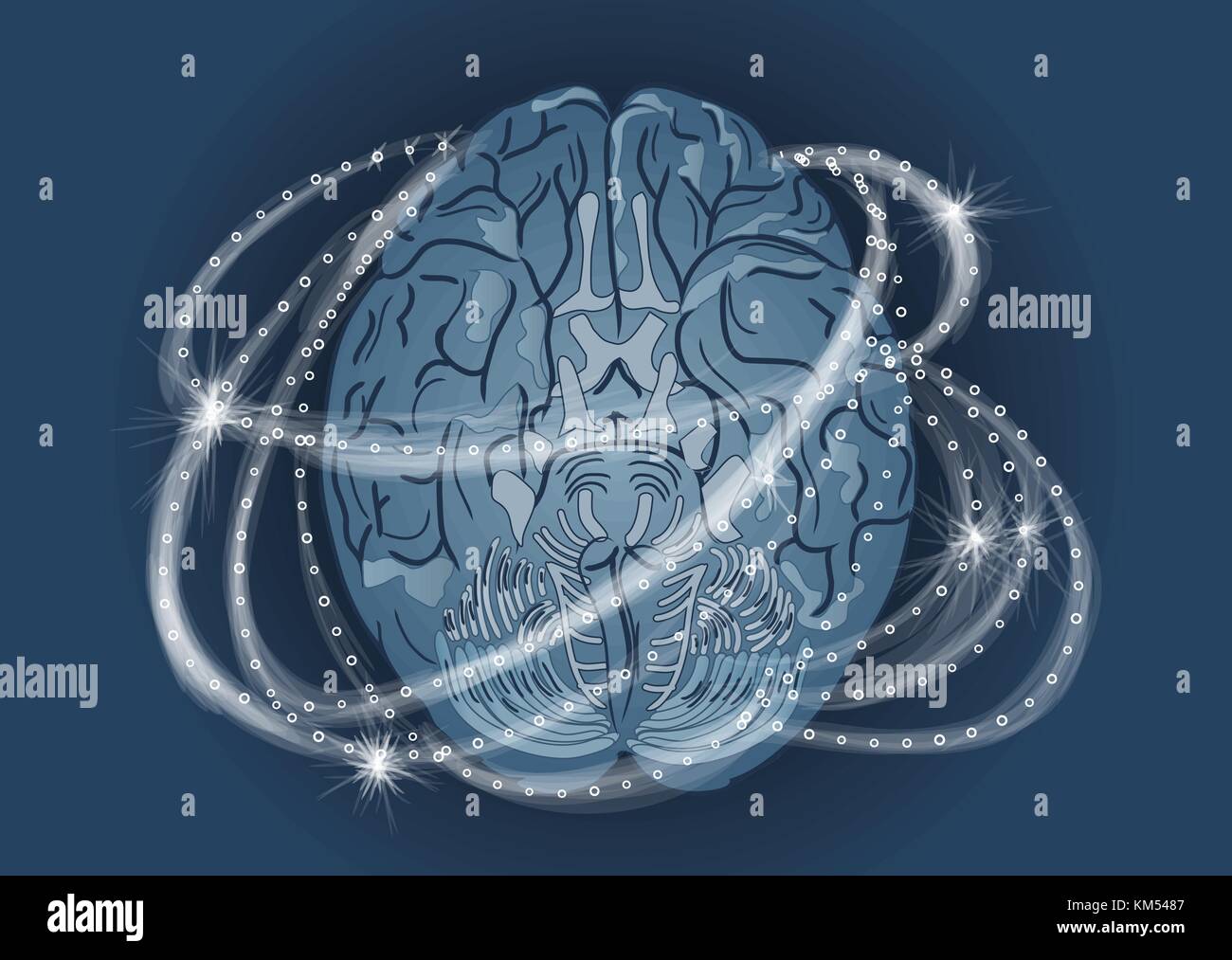 L'activité du cerveau humain. abstract cerveau avec de la lumière blanche Illustration de Vecteur