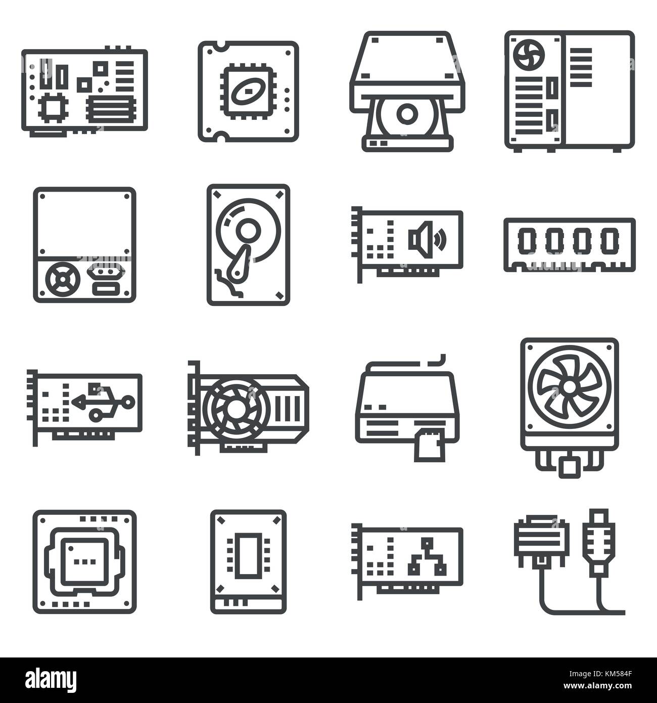 Icônes d'informatique. pc composants. vector illustration Illustration de Vecteur