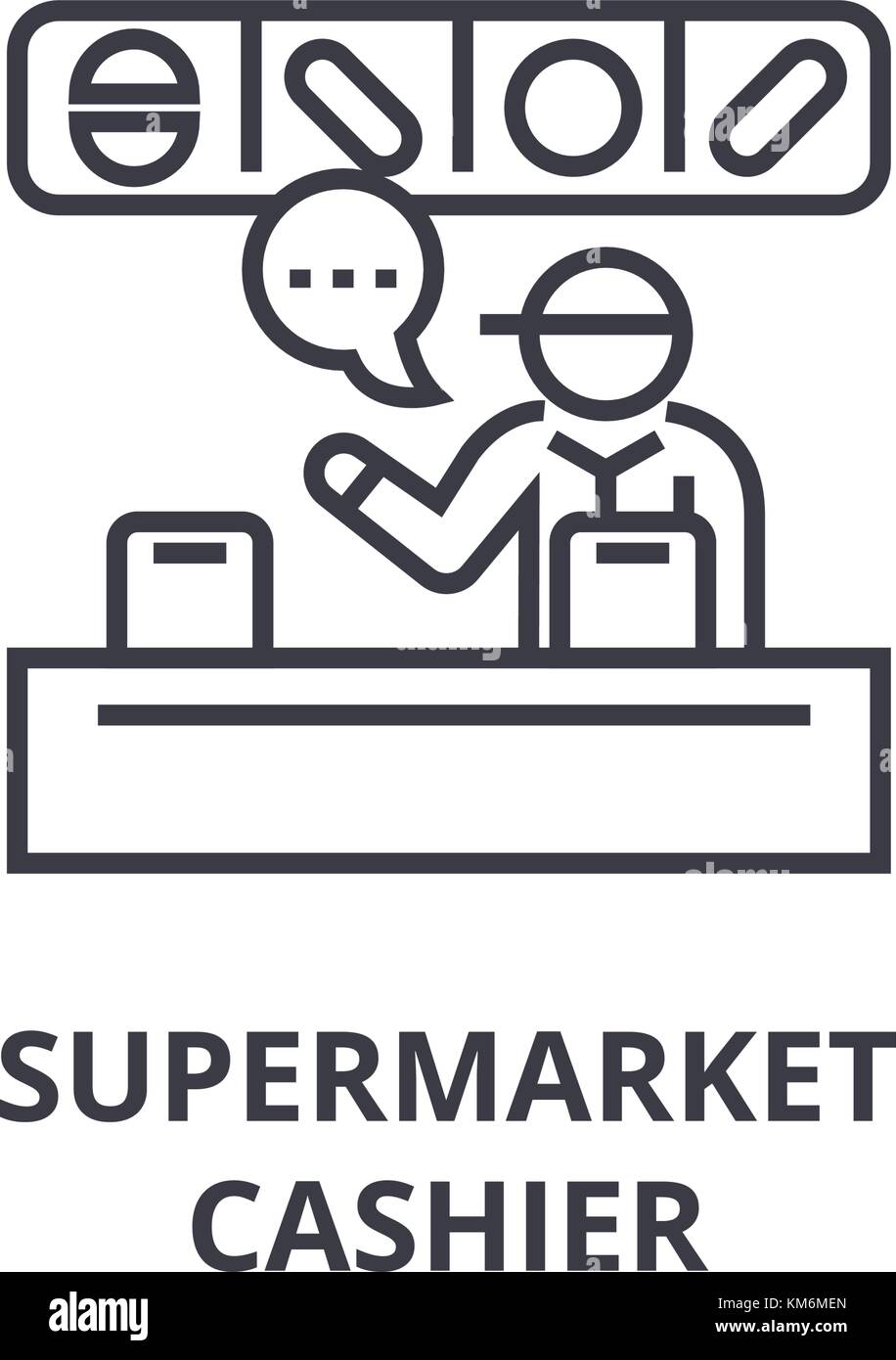 L'icône de la ligne de caisse de supermarché, contours signe, symbole linéaire, vecteur, illustration télévision Illustration de Vecteur