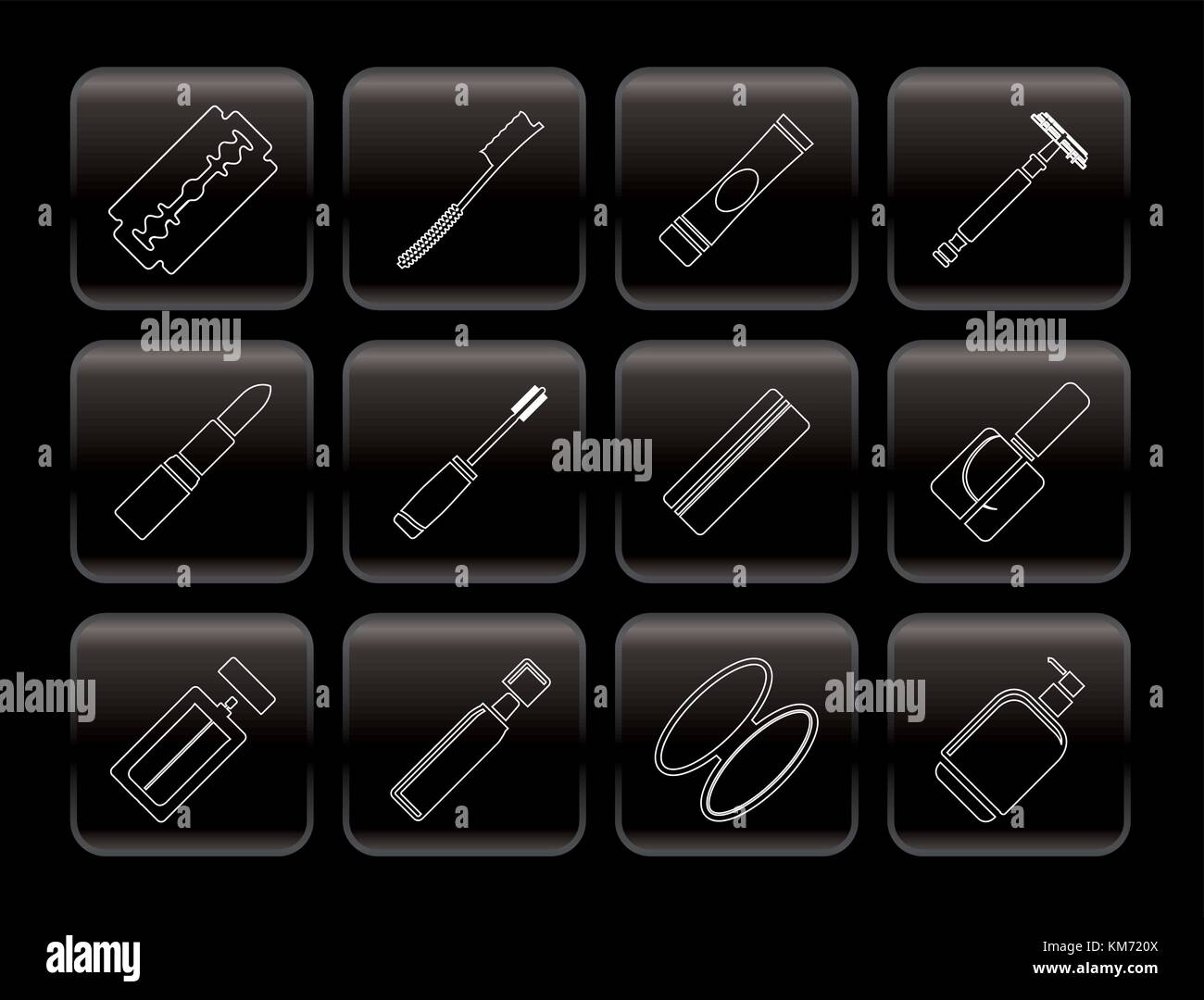 Line Make-up jeu d'icônes, icônes de beauté et de santé Illustration de Vecteur