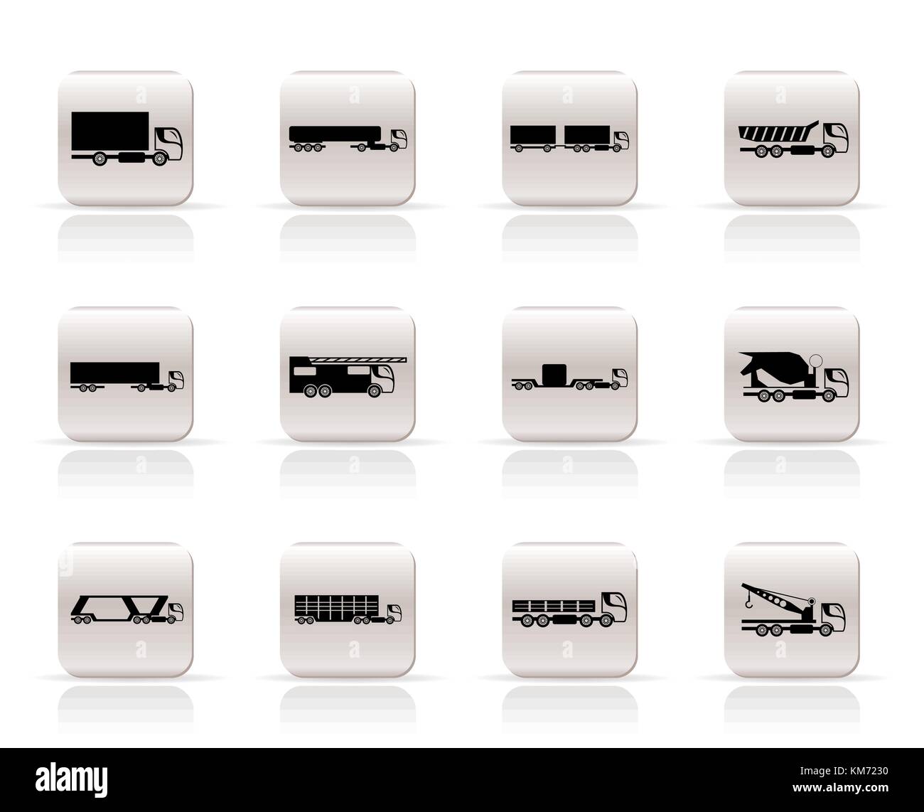 Différents types de camions et de camions icônes - Vector icon set Illustration de Vecteur