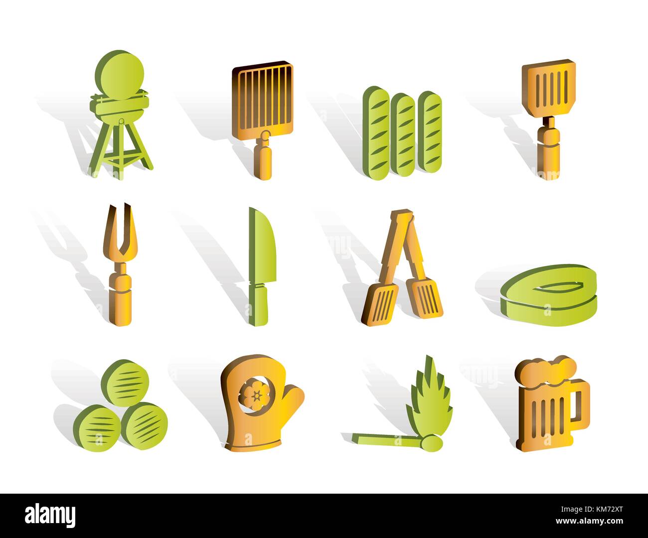 Pique-nique, barbecue et grill icônes - vector icon set Illustration de Vecteur