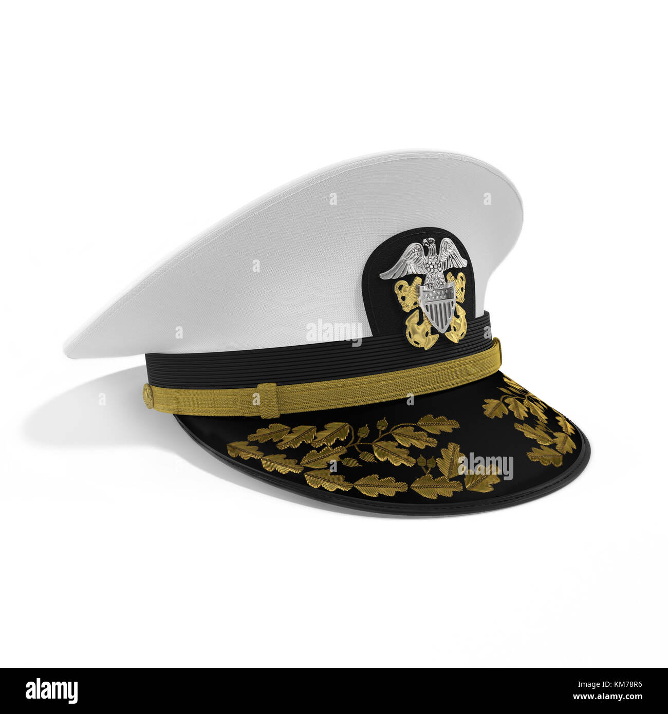 Officier de marine chapeau sur blanc. 3d illustration Photo Stock - Alamy