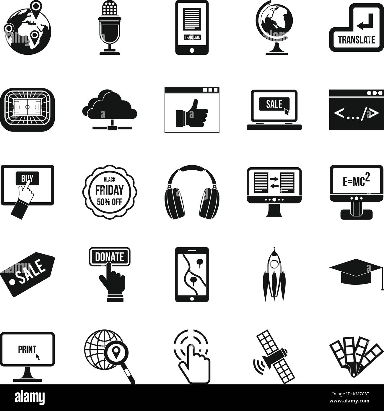 La construction du site, le style simple icons set Illustration de Vecteur