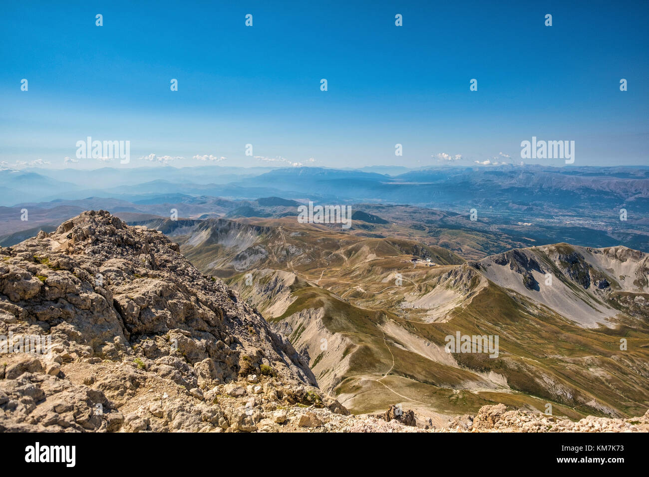 L'Italie, les Abruzzes, le Gran Sasso et Monti della Laga National Park, Panorama du sommet du Corno Grande peak Banque D'Images