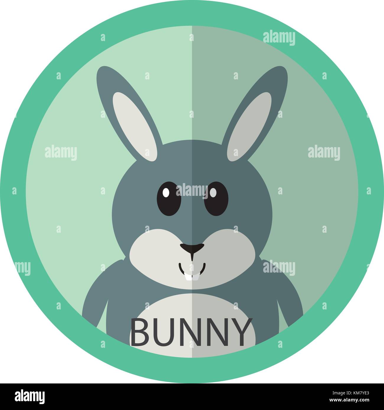 Cute gray bunny cartoon télévision avatar icône cercle rond. Illustration de Vecteur