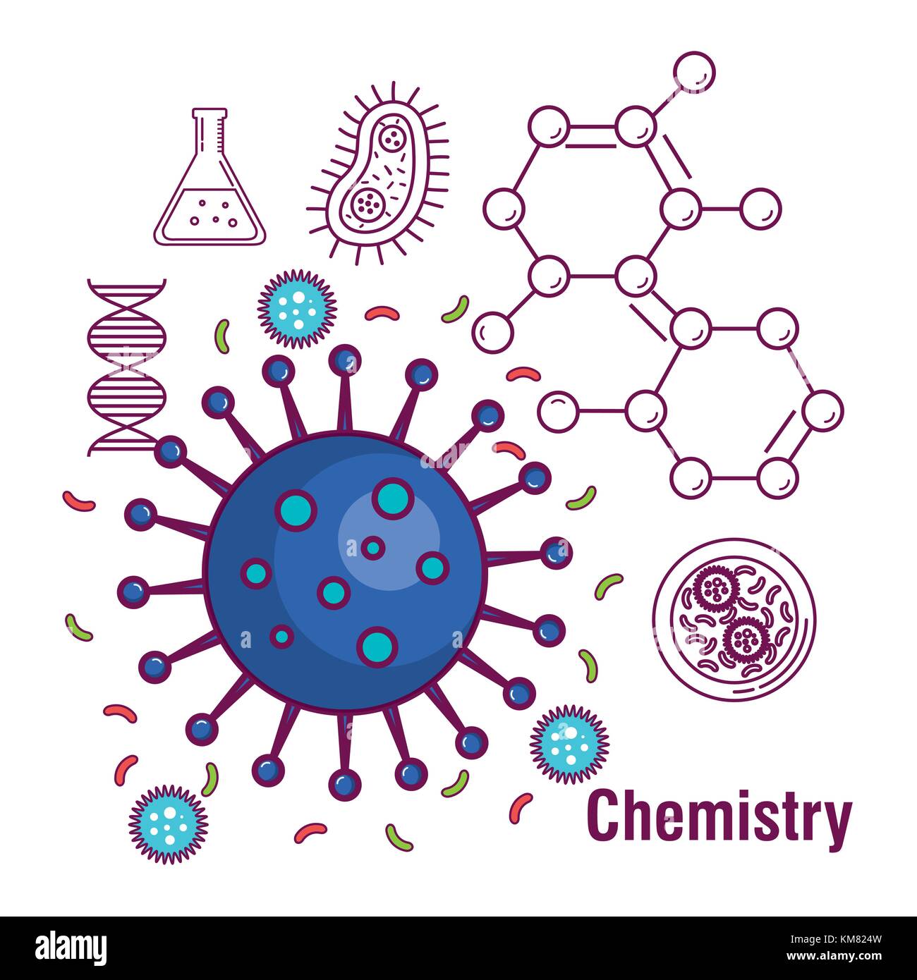 L'icône de l'affiche de la science de la chimie Illustration de Vecteur