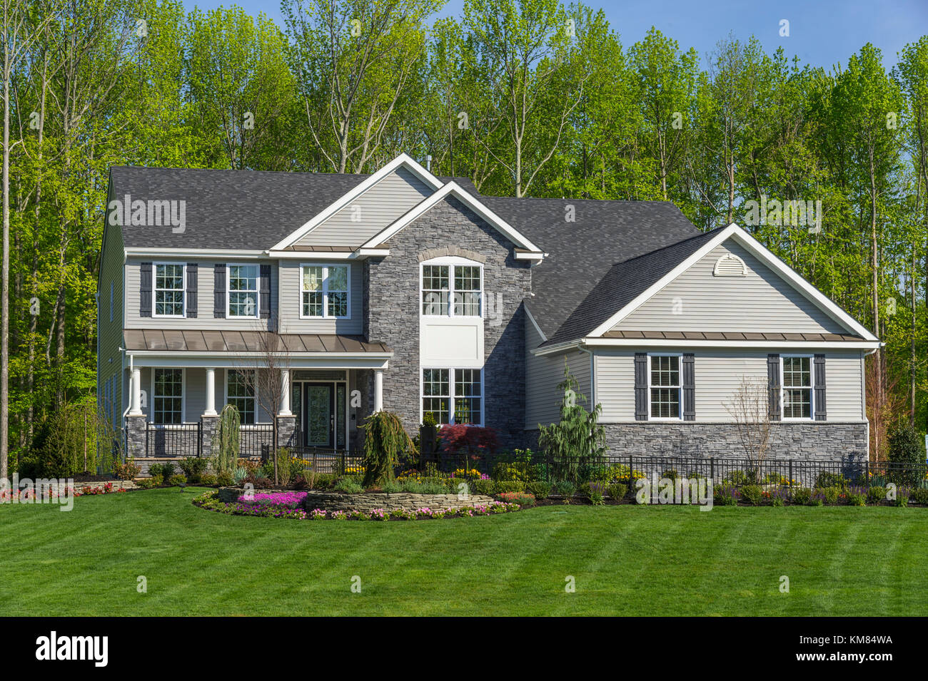 L'extérieur de la maison de banlieue, New Jersey, USA Banque D'Images