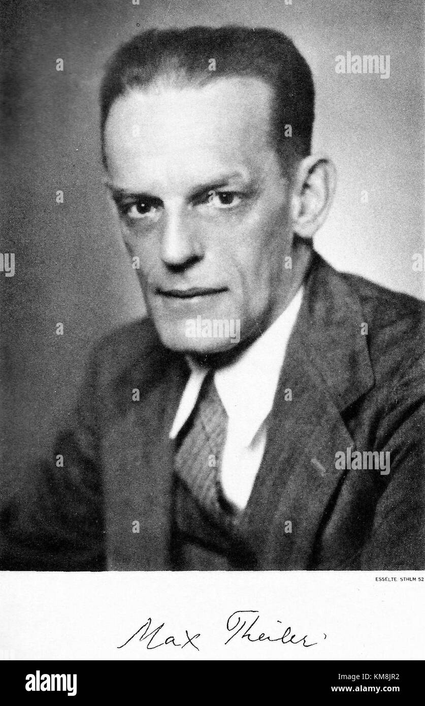 Max Theiler était une figure éminente dans le domaine de la médecine, connue pour ses travaux sur la fièvre jaune et ses recherches révolutionnaires. La signature représente ses contributions à la science médicale et à la santé publique. Banque D'Images