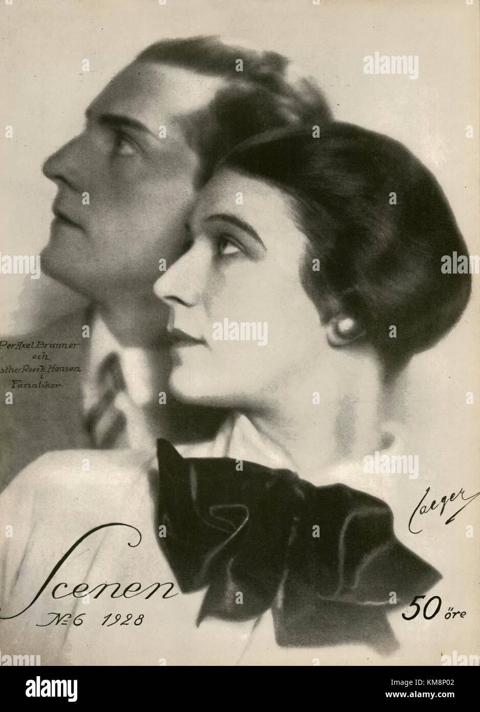 Per Axel Branner et ester Roeck Hansen se produisent sur scène à Scenen, un théâtre en 1928. La performance, qui fait partie de la scène culturelle de l’époque, met en valeur leur contribution au théâtre suédois. Banque D'Images