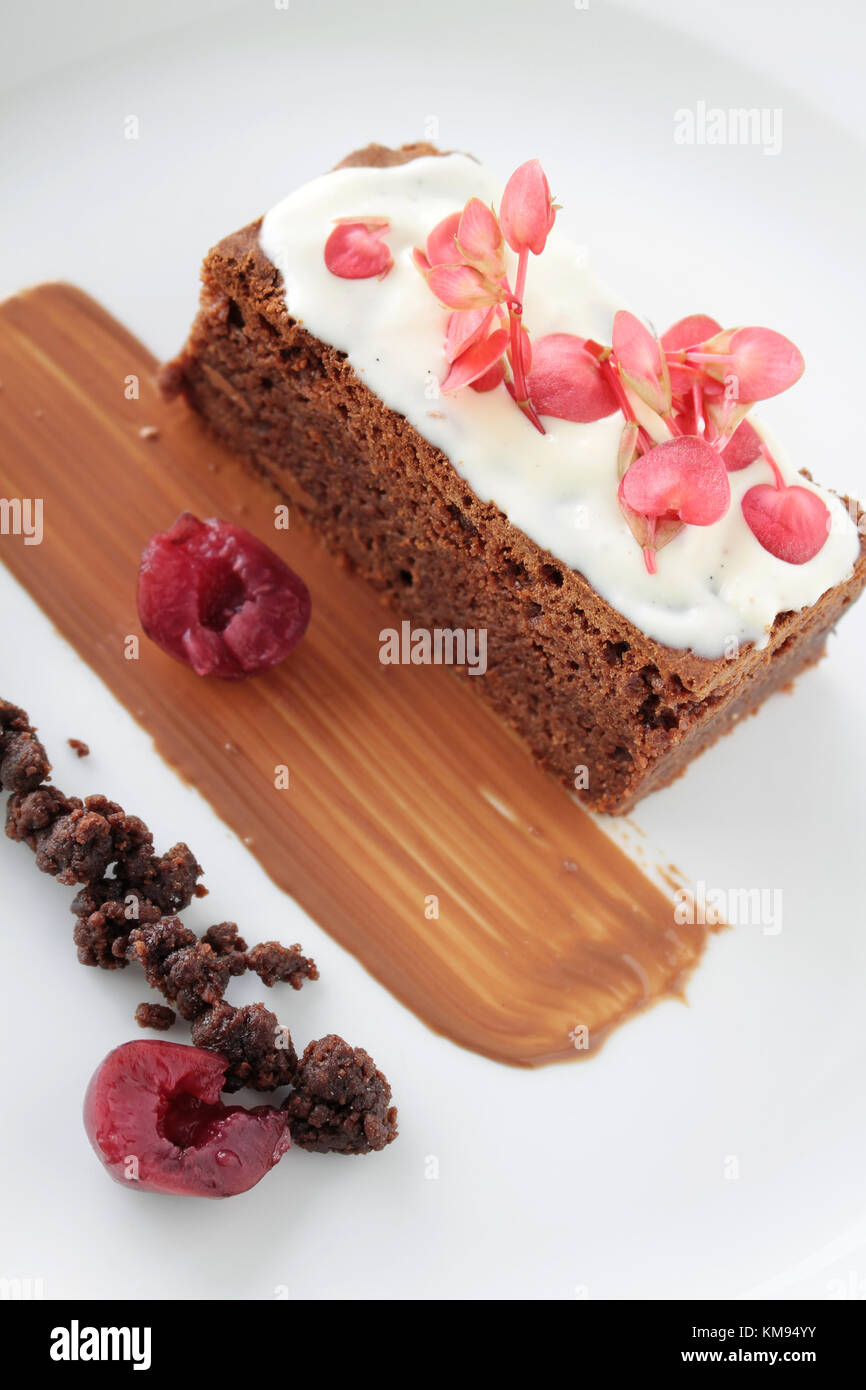 Brownie au chocolat dessert plaqué Banque D'Images