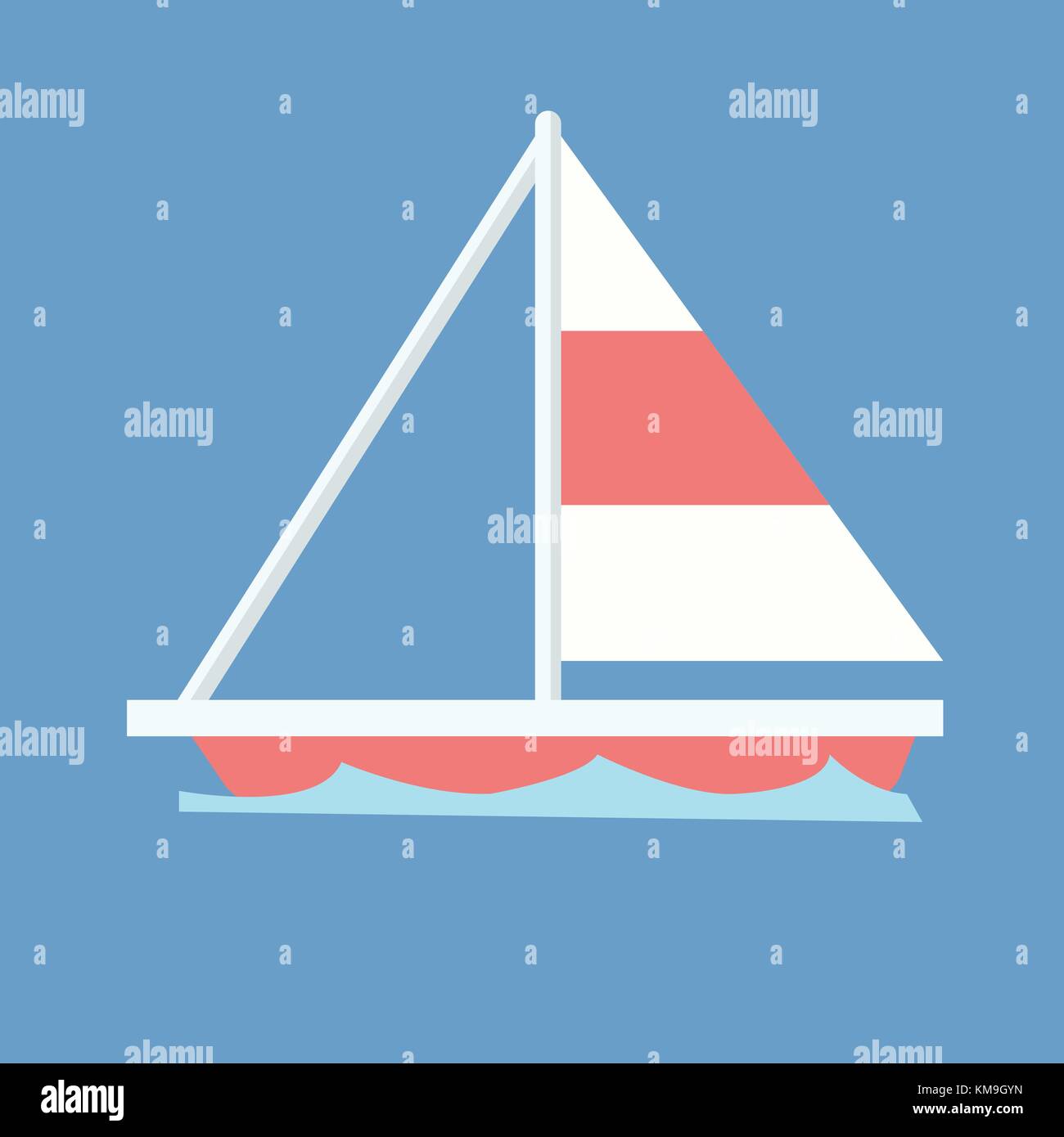 Voilier avec blue wave et isolated background vector.navire le vague Illustration de Vecteur
