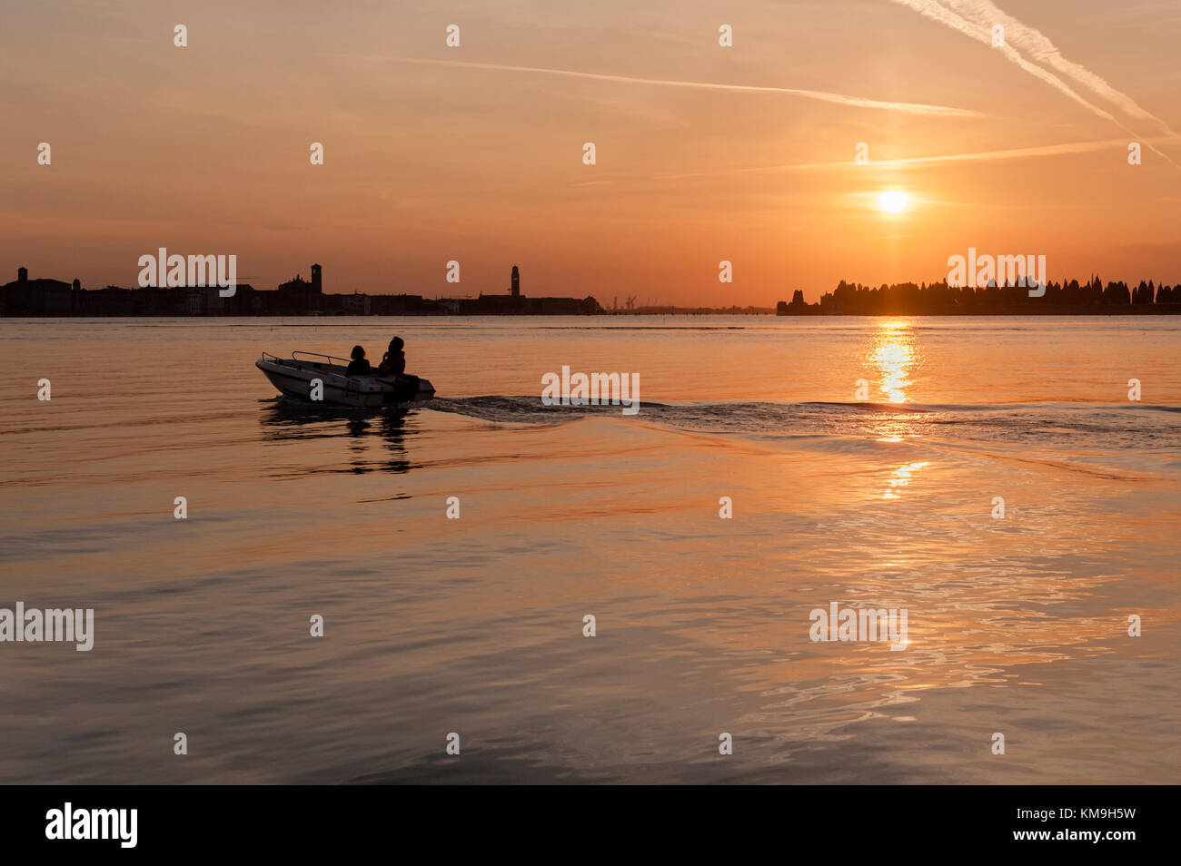 Lagune de Venise coucher du soleil Banque D'Images