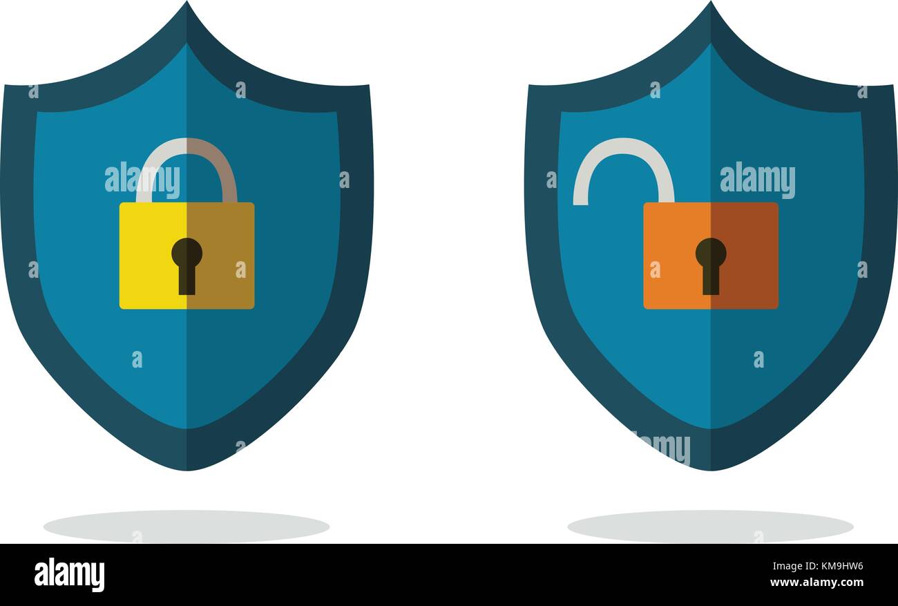 Les icônes de sécurité plat blanc isolé.vecteur icône verrouiller et déverrouiller vector illustration.security concept d'icônes. Illustration de Vecteur