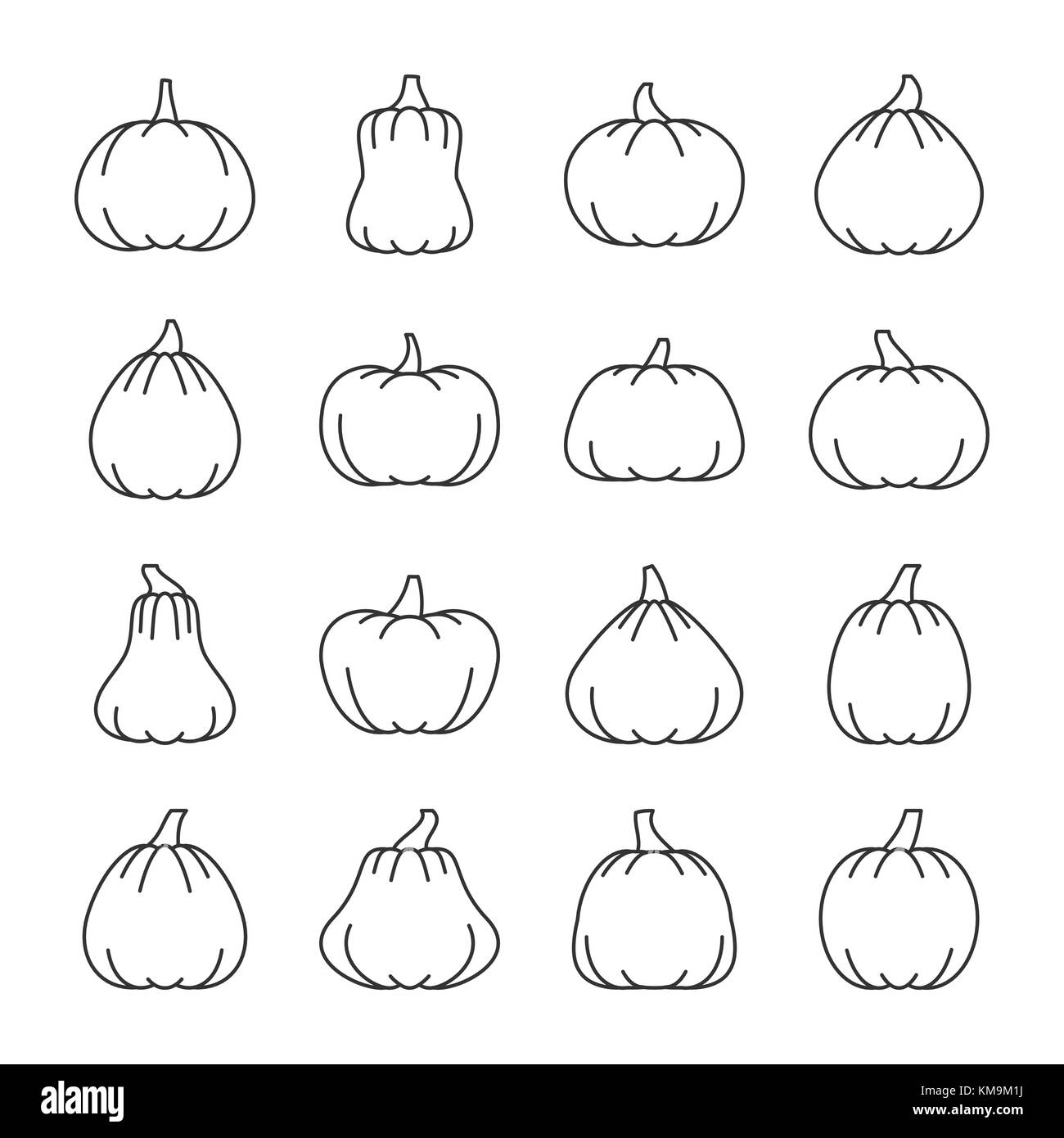 Halloween citrouille avec place pour faire face à l'icône de la ligne mince. Symbole linéaire Vector Pack. Contours signe sans remplissage. Avc. modifiable Colorbook illustrati Illustration de Vecteur