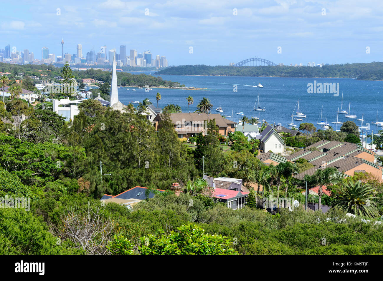 Vue sur la banlieue est de Watsons Bay à Sydney Central Business District de gap bluff à Watsons Bay, Sydney, New South Wales, Australia Banque D'Images