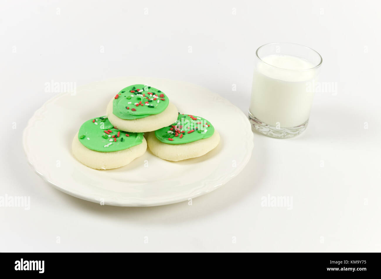 Les biscuits de Noël et du lait pour le père noël Banque D'Images