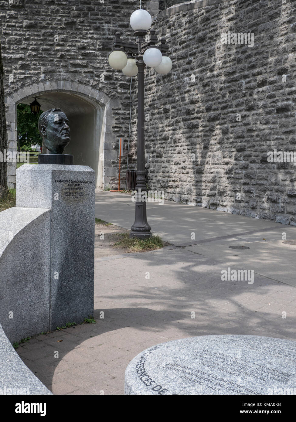 Chruchill-Roosevelt monument, Vieux Québec, Vieille Ville, Ville de Québec, Canada. Banque D'Images