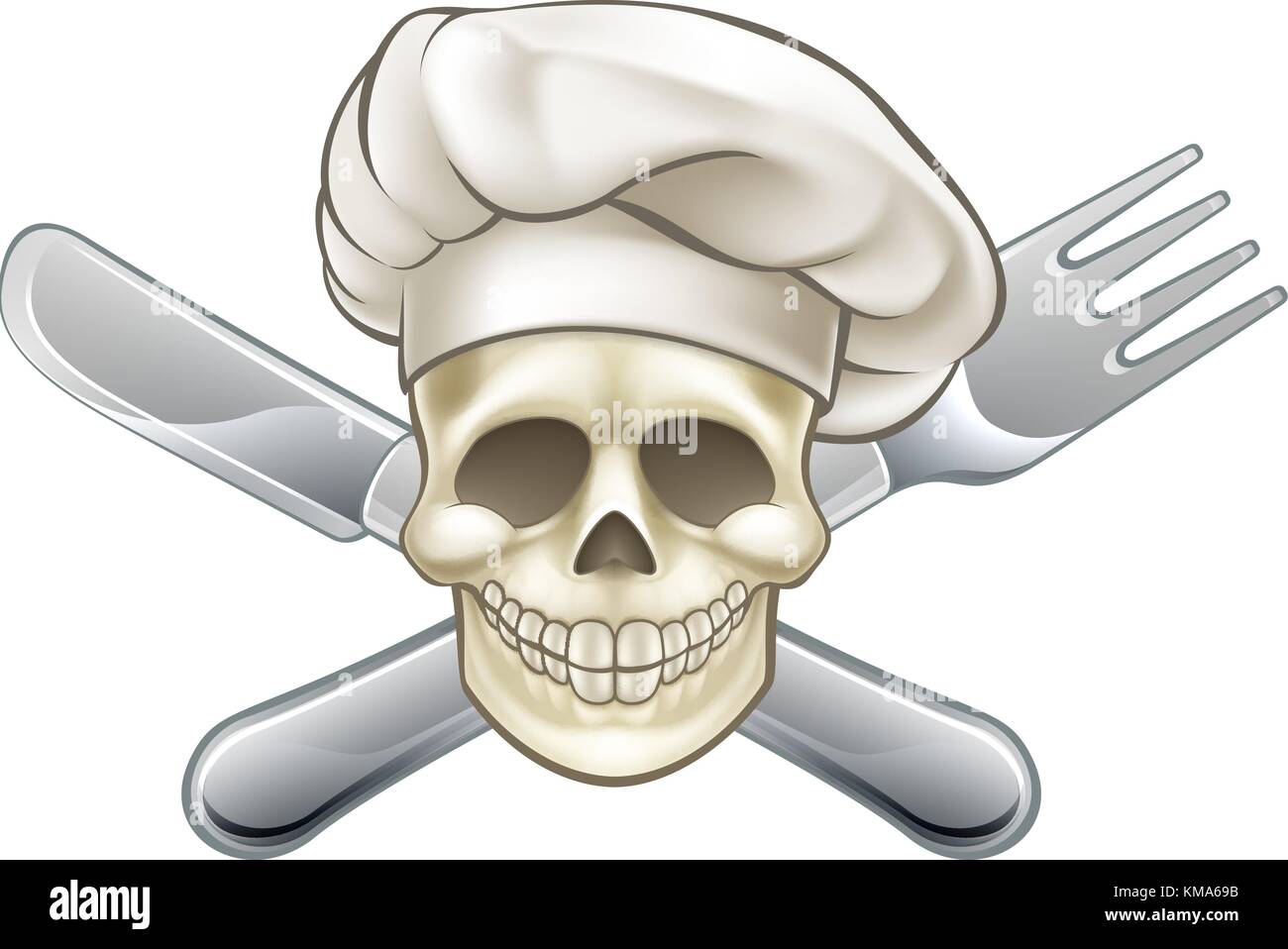 Couteau et fourchette Pirate Chef Illustration de Vecteur