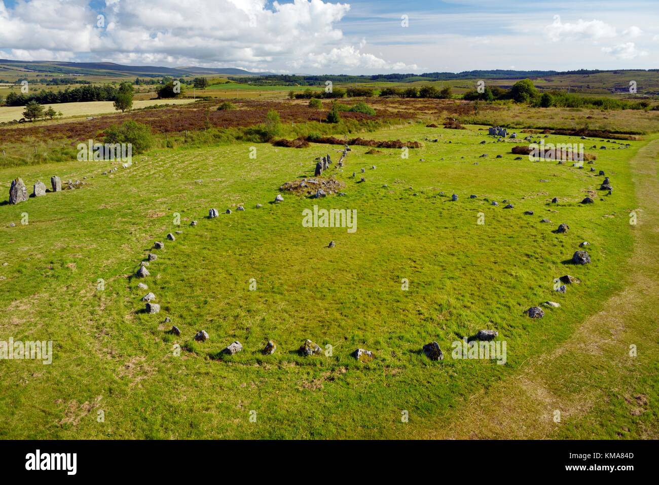 Les cercles de pierre préhistoriques Beaghmore alignements alignement cercle. Montagnes Sperrin, Co Tyrone, N. Irlande, UK date de 2000 avant J.-C. Banque D'Images