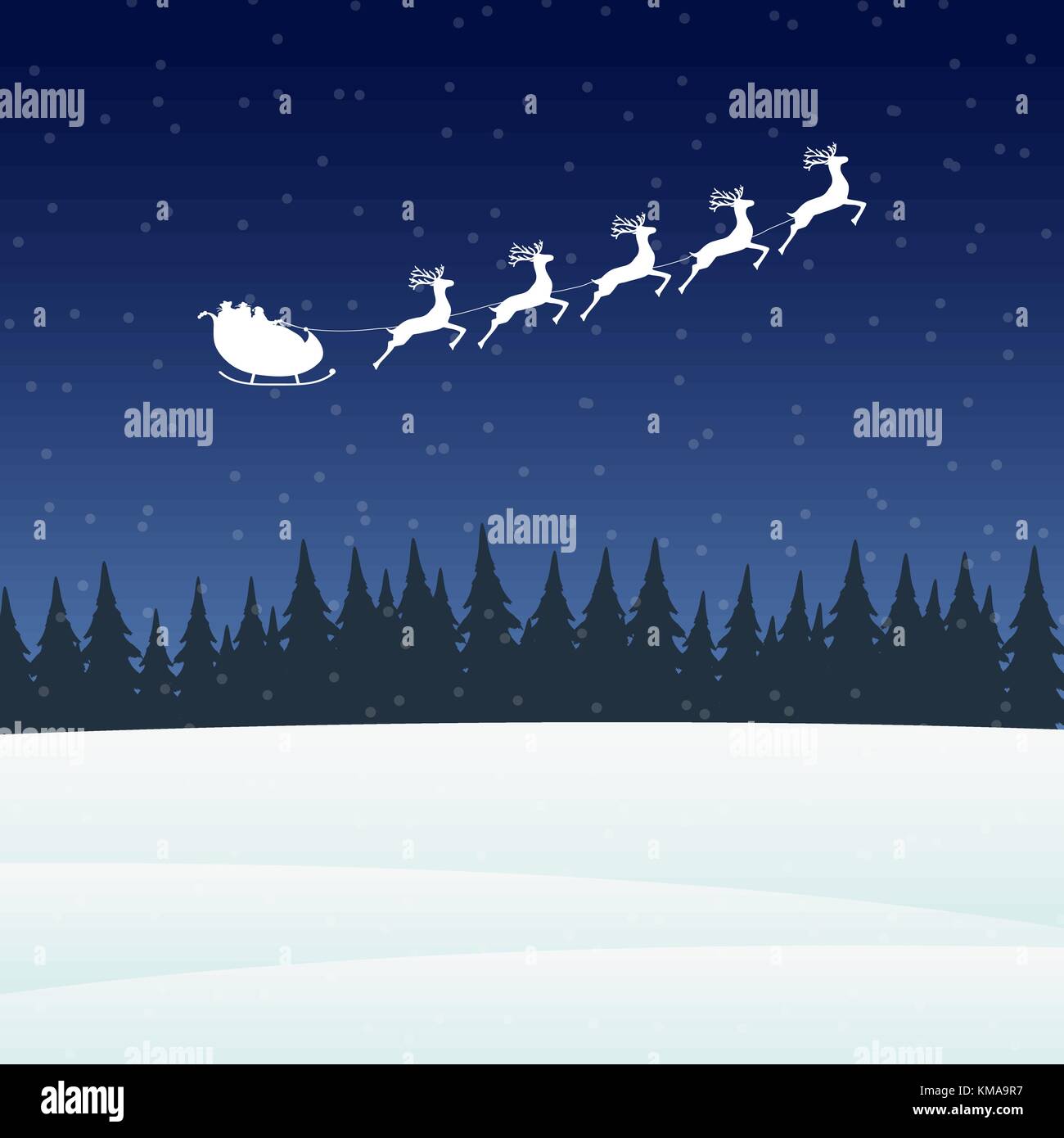 En renne du Père Noël en traîneau avec faisceau pour Noël Illustration de Vecteur