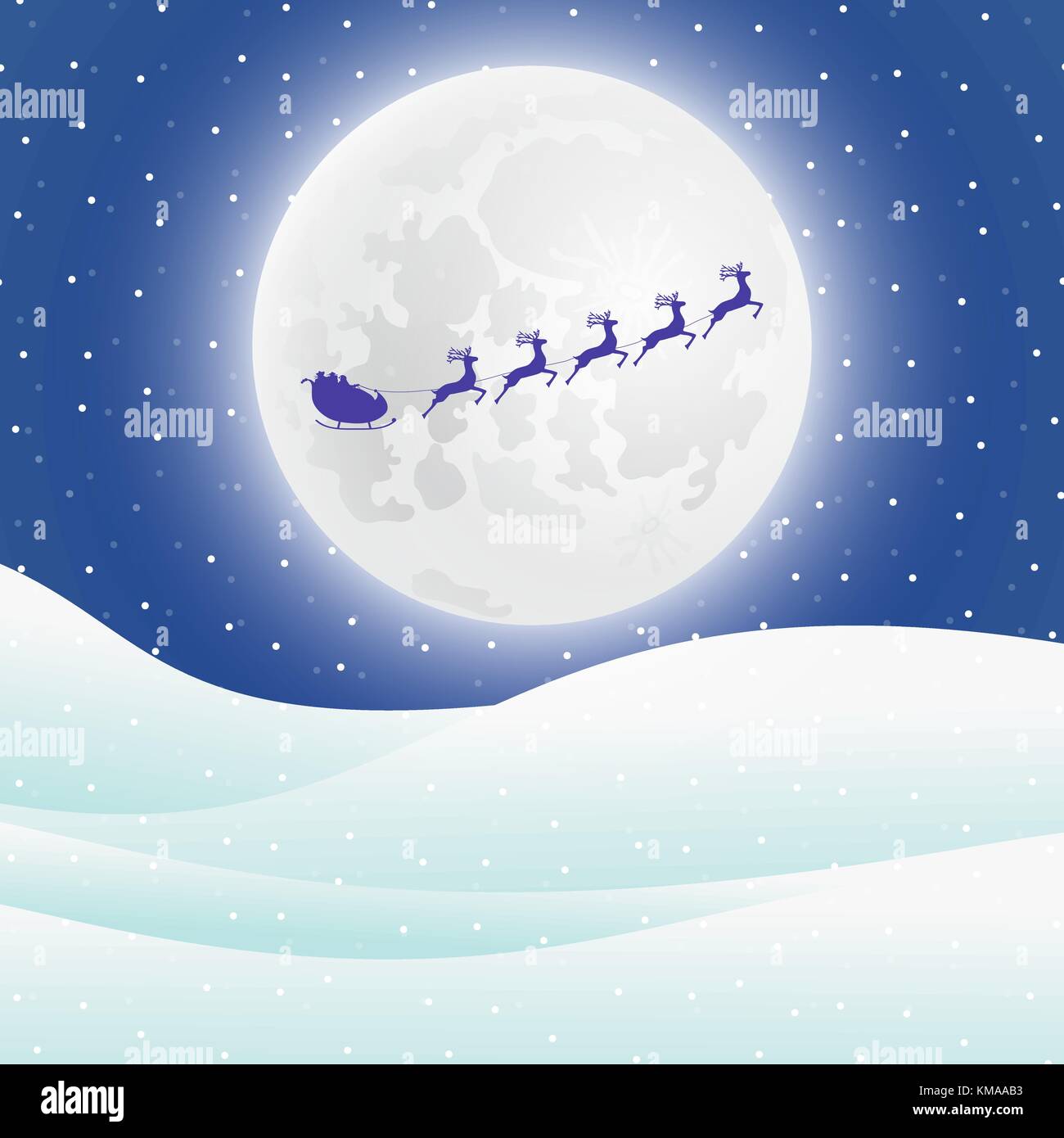 En renne du Père Noël en traîneau avec faisceau pour Noël Illustration de Vecteur