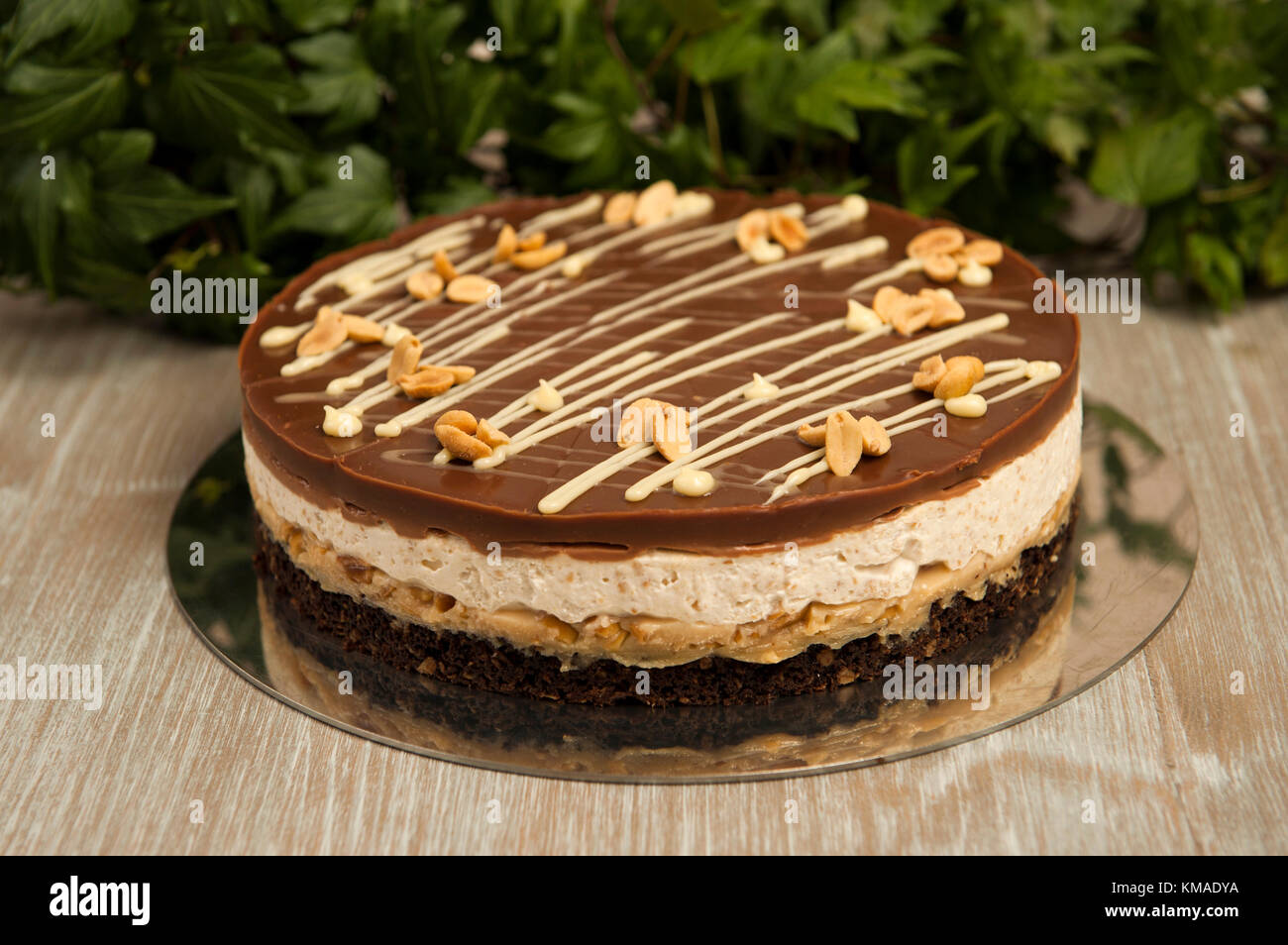 Gateau Au Chocolat Avec Des Cacahuetes Gateau De Snickers Photo Stock Alamy