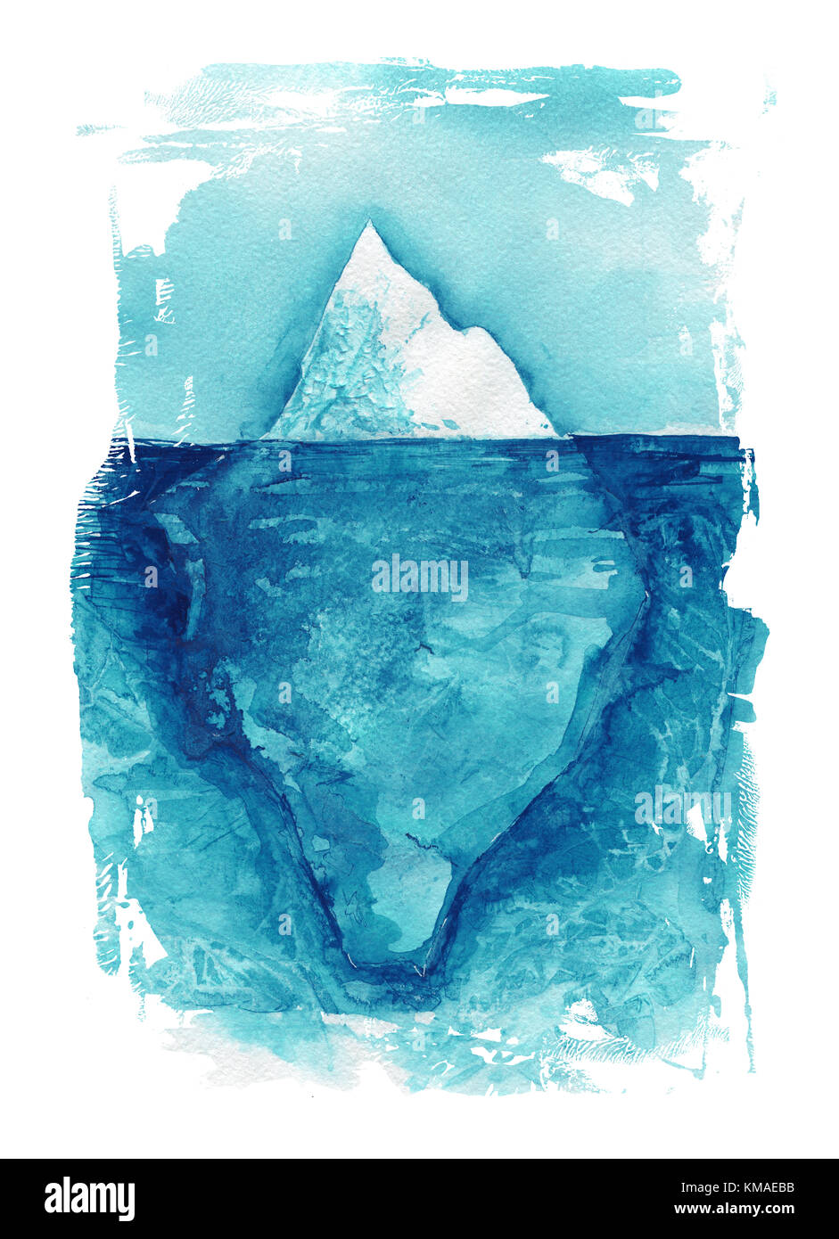 Iceberg. mer. paysage aquarelle peinture à la main de l'océan l'illustration. Banque D'Images