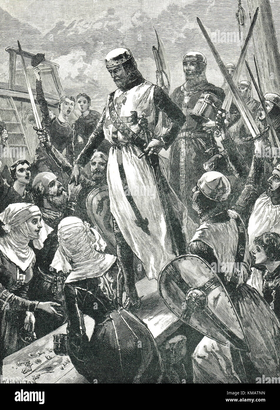 Retour du roi Richard Ier (le Lionhear) en Angleterre, le 13 mars 1194 après avoir été libéré de la captivité Banque D'Images