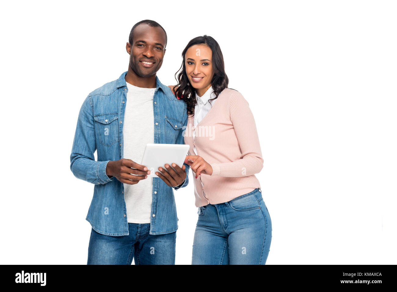 African American couple with digital tablet Banque D'Images