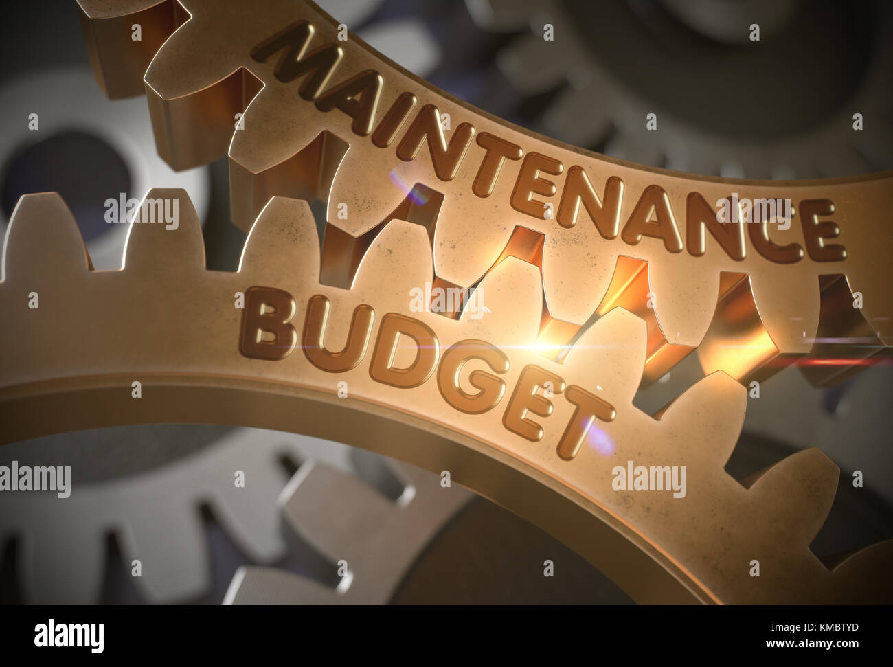 Budget de maintenance sur les pignons d'or. 3d illustration. Banque D'Images