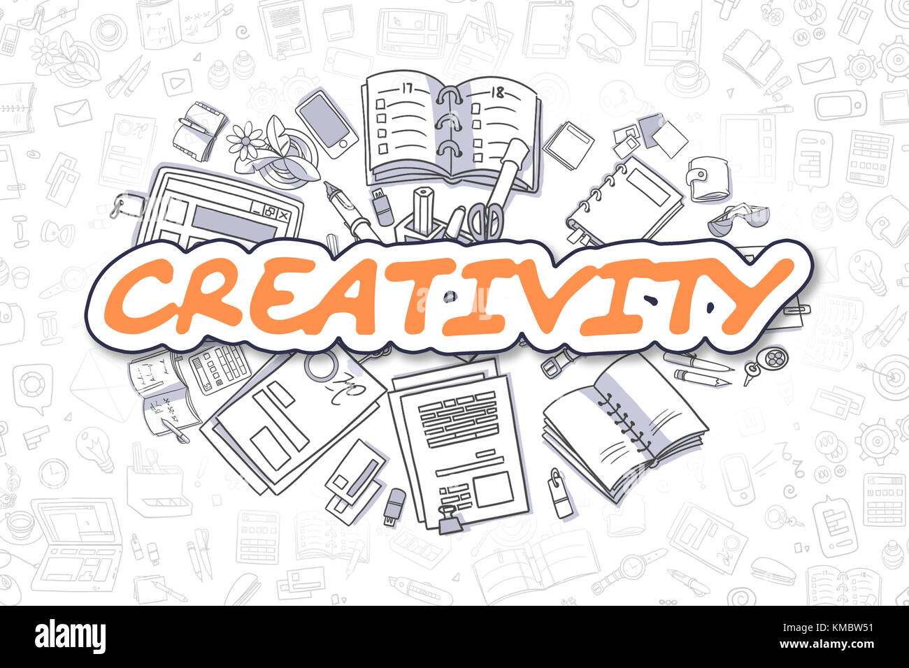 La créativité - cartoon orange word. concept d'entreprise. Banque D'Images