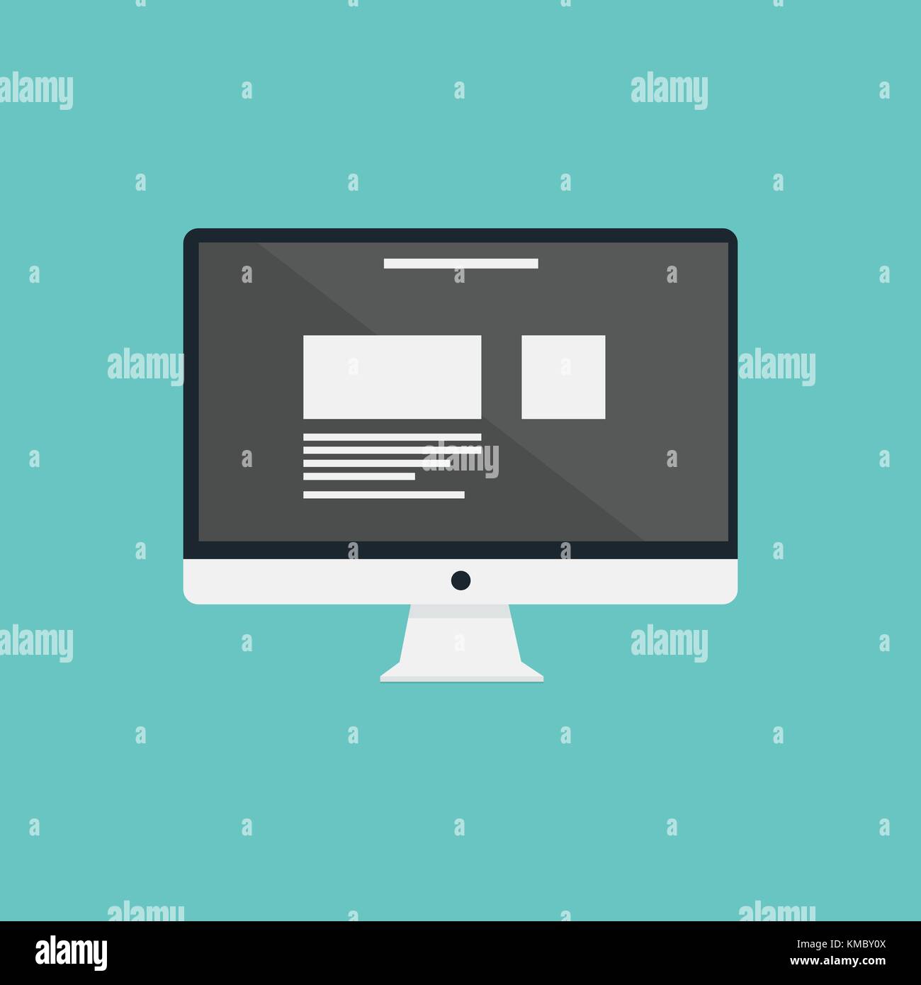 Télévision computer design graphique avec l'information sur écran et vecteur de fond isolé Illustration de Vecteur