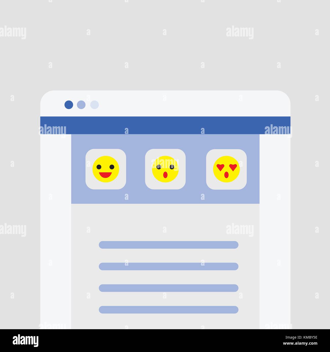L'interface utilisateur du site web page principale avec vecteur icônes emoji Illustration de Vecteur