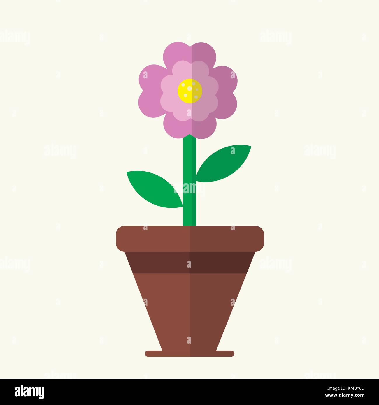 Télévision cute rose fleur fleurs en pot brun vector Illustration de Vecteur
