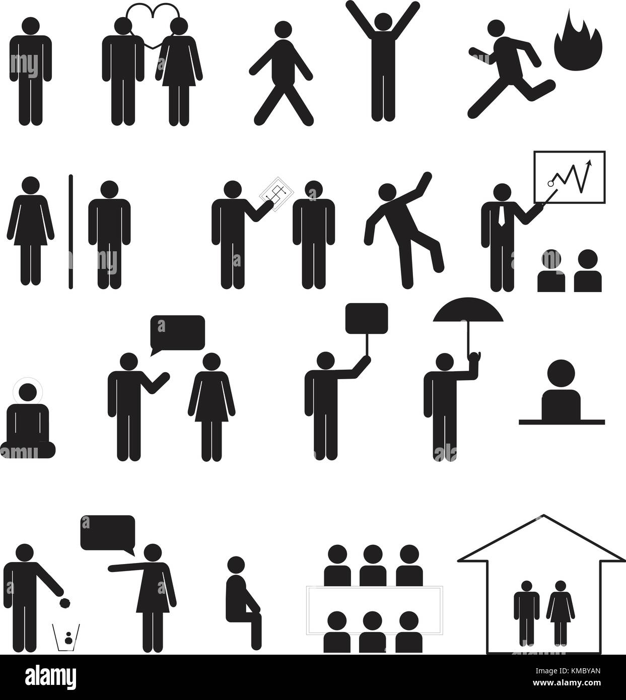 Signe de vie des gens d'affaires.set group, travailler sur les pictogrammes sur le blanc.Général personnes vecteur. Illustration de Vecteur