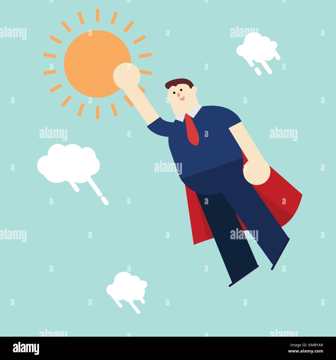 Super man capes rouges battant vers le haut pour le soleil vector illustration Illustration de Vecteur