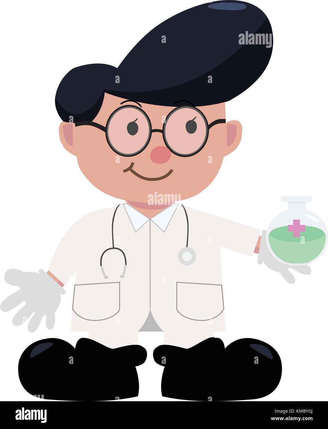 Télévision Médecin tenir de l'eau de drogue pour personnage expérimental illustration vecteur isolé avec fond blanc Illustration de Vecteur