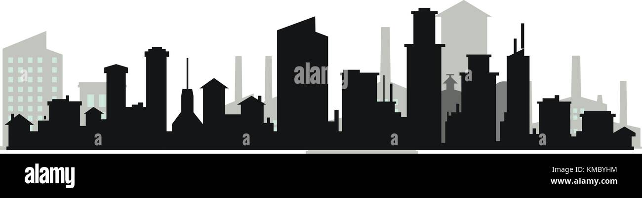 Niveau silhouette ville avec pastel arrière-plan Illustration de Vecteur