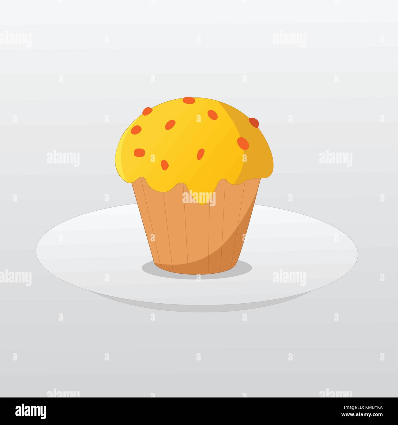 Butter Cup Cake sur le plat et gradient background vector Illustration de Vecteur