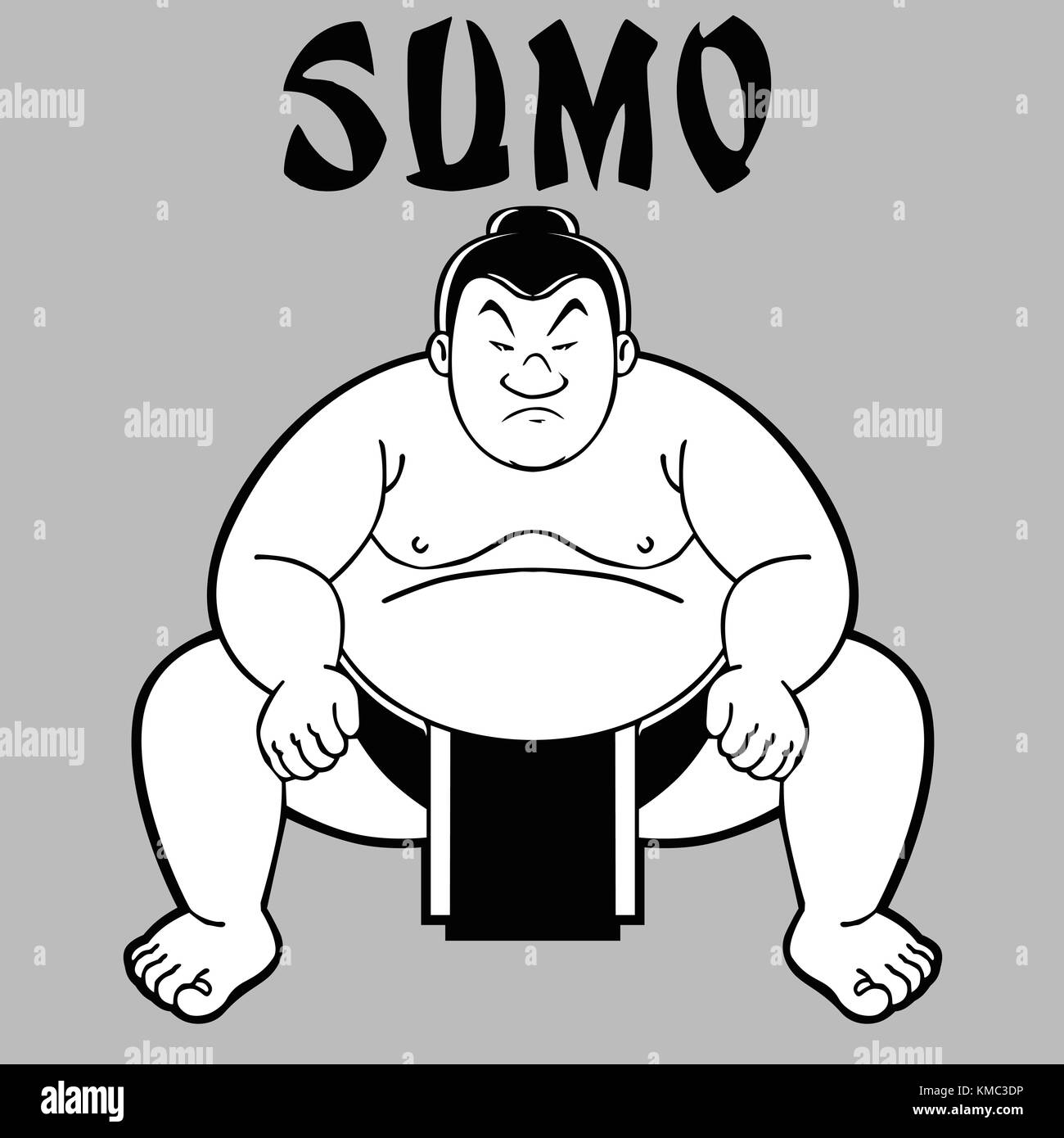 Lutteur de sumo japonais athlète sport de combat lourd Illustration de Vecteur