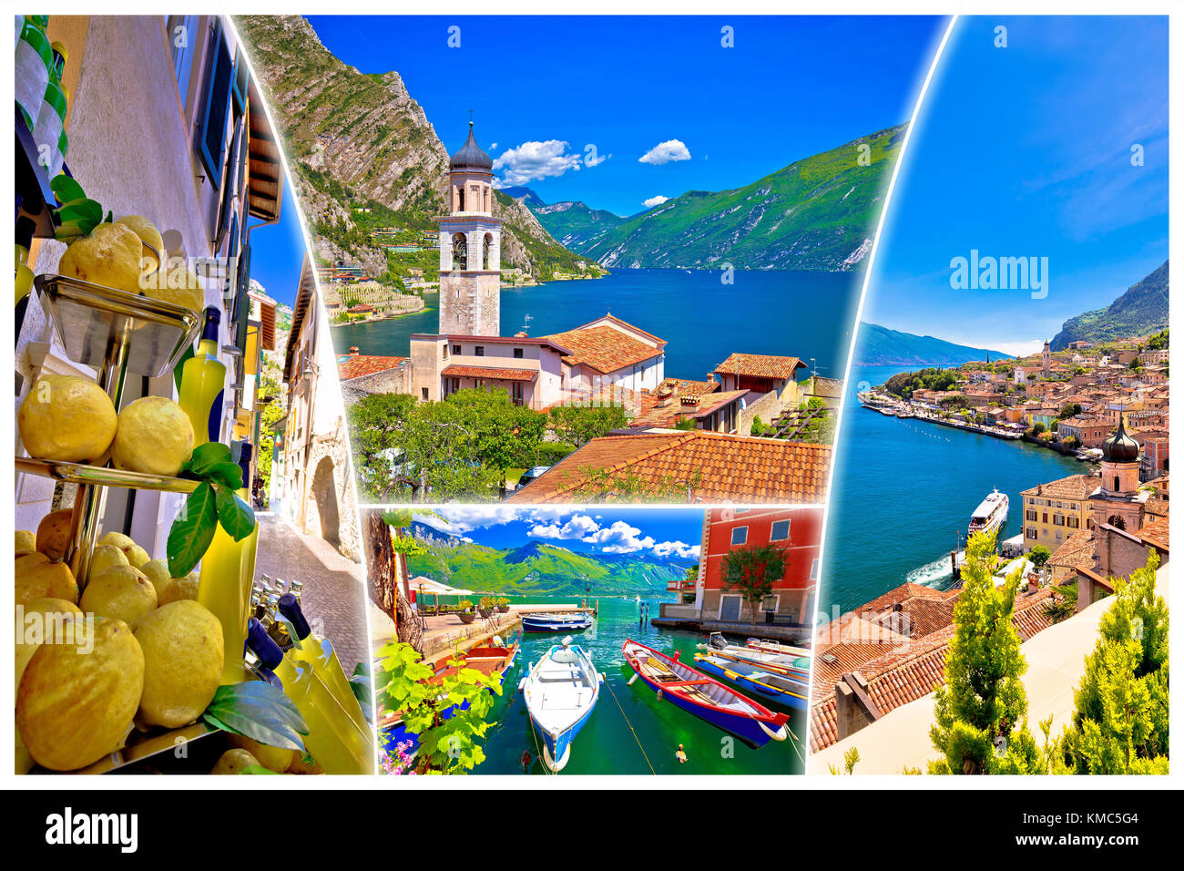 Limone Sul Garda Collage Carte Postale De Destination Touristique Lac De Garde En Lombardie Region De L Italie Photo Stock Alamy