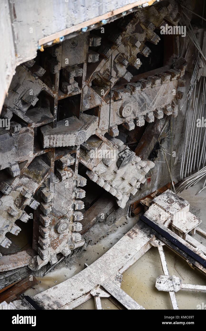 Tunnel boring machine en action pendant la construction du métro Banque D'Images