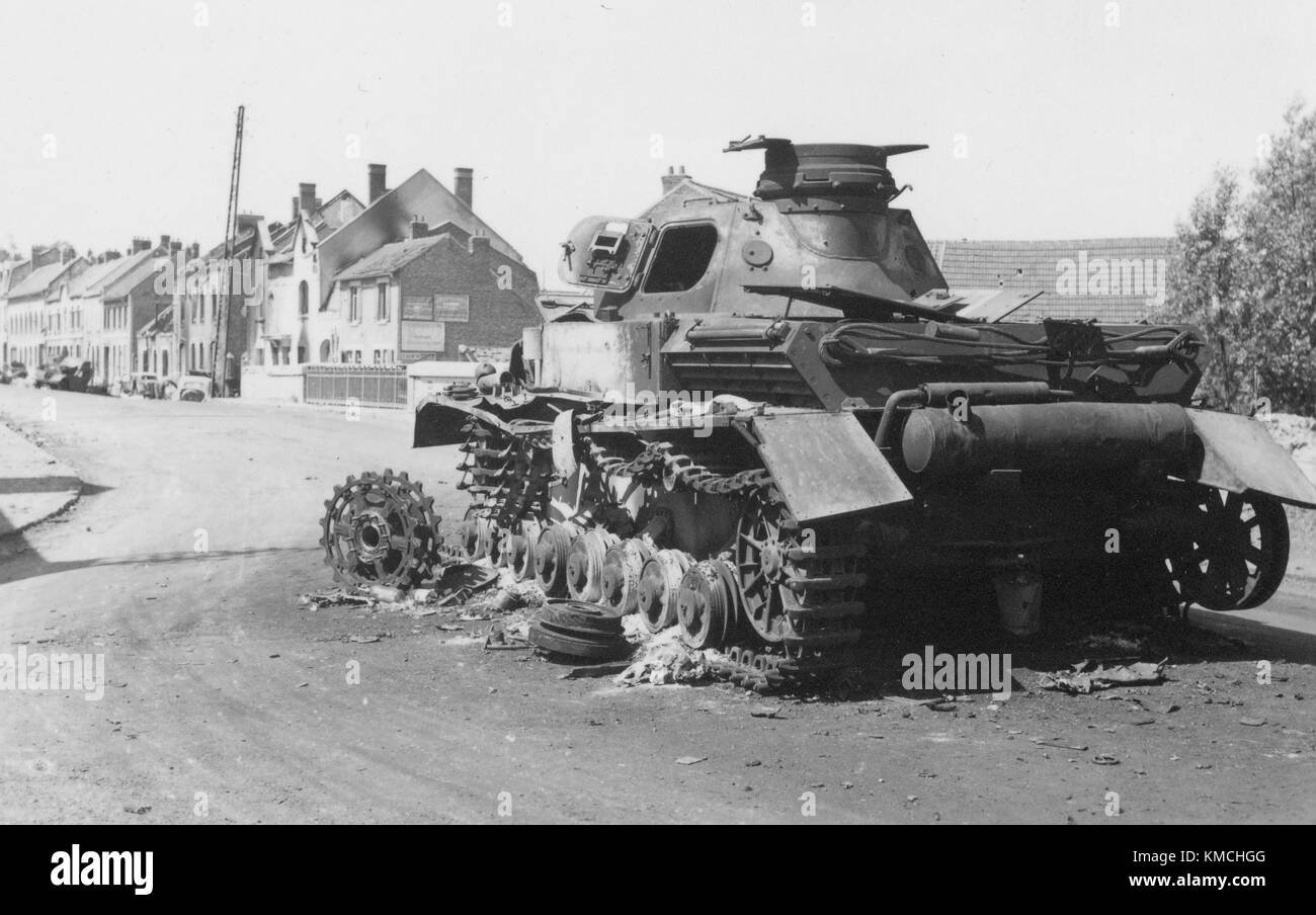 Assommés German Tank Panzer IV en France 1940 Banque D'Images