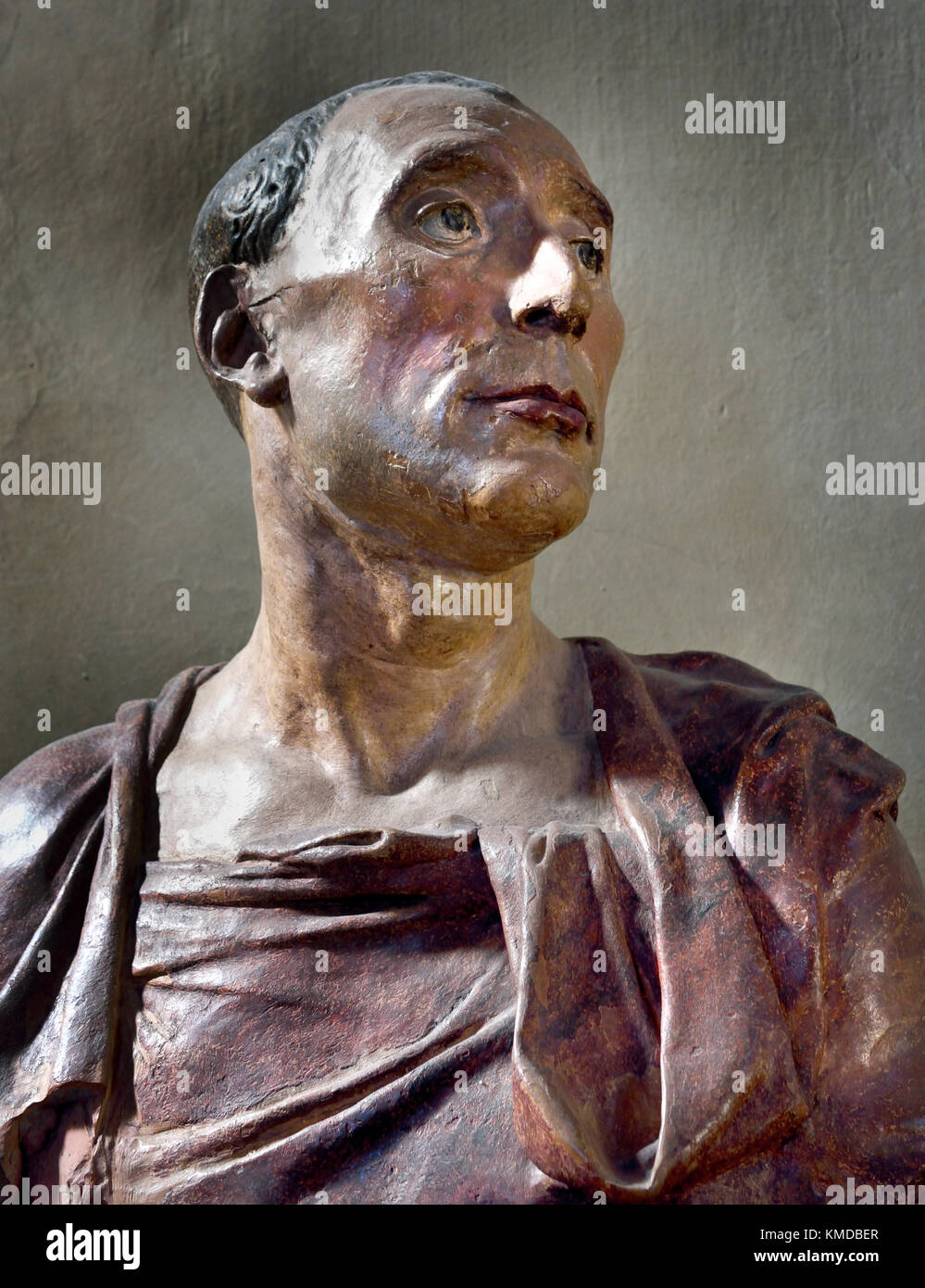 Donatello 1386-1466 Buste de Niccolò da Uzzano Musée National du Bargello , le Bargello, le Palazzo del Bargello, Florence, Italie. Banque D'Images