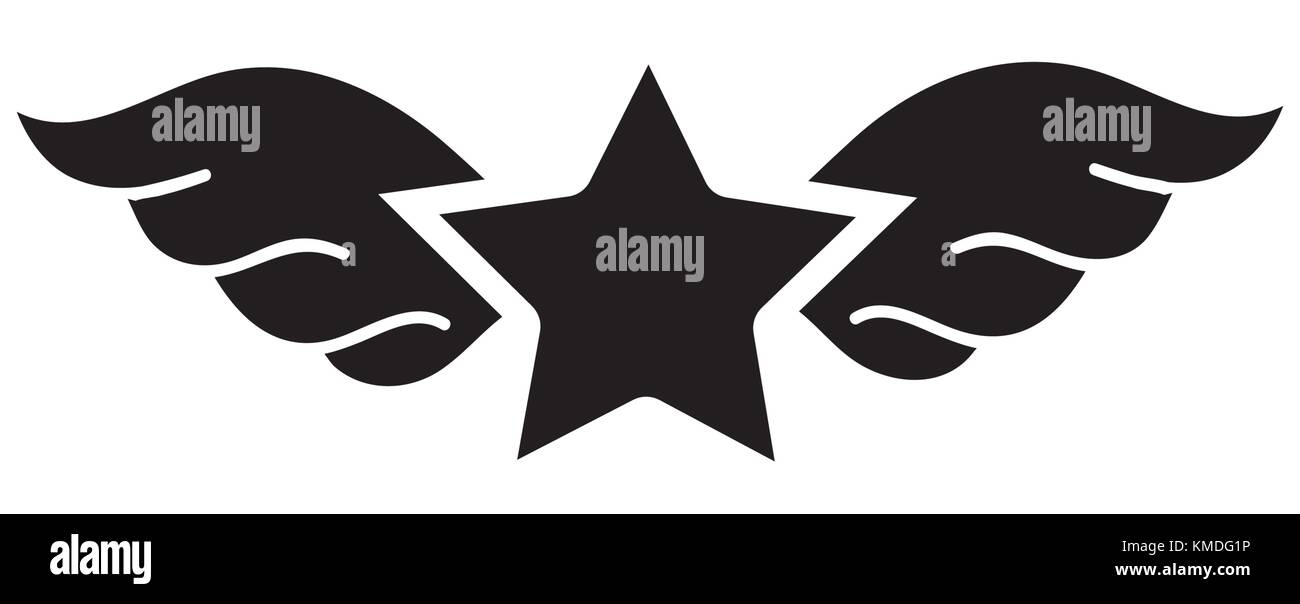 Star contour avec des ailes rock art symbole Illustration de Vecteur