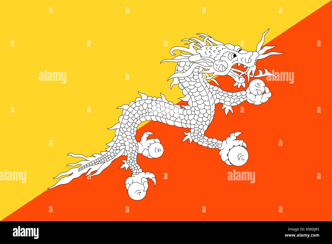 Drapeau national du Bhoutan. vector illustration, Gabarit Illustration de Vecteur